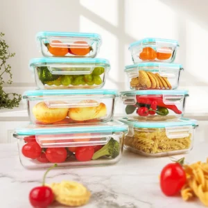 8pcs Glass Food Storage Containers Set Lunch Box Leakproof Airtight Microwave & Oven Safe Stackable Kitchen Organizers