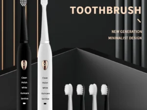 Jianpai Adult Black White Classic Acoustic Electric Toothbrush Adult 5-gear Mode USB Charging IPX7 Waterproof Acoustic Electric
