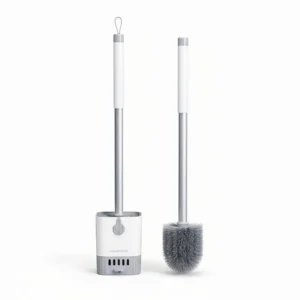Curved Head Toilet Brush 42cm, Heavy Duty Scrubbing for Stubborn Stains, Easy Clean Detachable Base