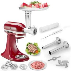 Metal Food Grinder Attachments for All KitchenAid Stand Mixers, Meat Grinder, Sausage Stuffer, (Kitchenaid Mixer Not included )