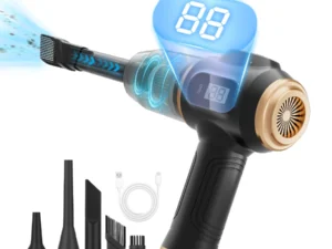 Powerful 2-in-1 Air Duster & Vacuum, Handheld Cordless Cleaner with Digital Display for Electronics Car Home Office