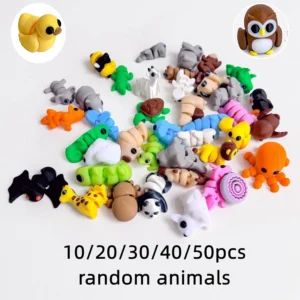 10/50pcs 3D Printed Simulation Toys Mini Animal Model Home Ornament Joint Movable Cartoon Figure Birthday Gift Set Desktop Decor