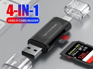 4-in-1 Multifunction USB TYPE-C Card Reader External Storage Black Stretch for Memory Stick USB 2.0 Mini SD TF Card Reader