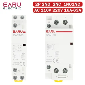 2P AC 110V 220V 50/60Hz 16A 20A 25A 32A 50A 40A 63A Din Rail Household Modular Contactor Switch Controller DIY Smart Home Hotel