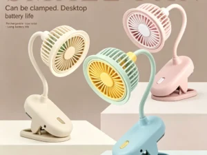 USB Rechargeable Clip on Small Fan 360° Adjustable Battery Powered Mini Fan Strong Wind Flexible Neck Desktop Stroller Quiet Fan