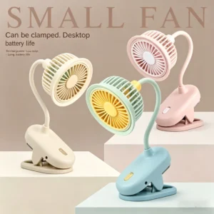 USB Rechargeable Clip on Small Fan 360° Adjustable Battery Powered Mini Fan Strong Wind Flexible Neck Desktop Stroller Quiet Fan