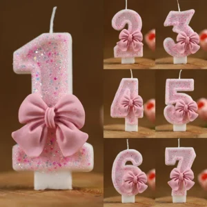 New Number Cake Candle Pink Glitter Birthday Candle 1 2 3 4 5 6 7 8 9 3D Number Candle Cake Topper Birthday Party Cake Decor