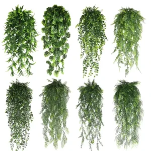 Persian fern Leaves Vines Home Room Decor Hanging Artificial Plant Plastic Leaf Grass Wedding Party Wall Balcony Decoration