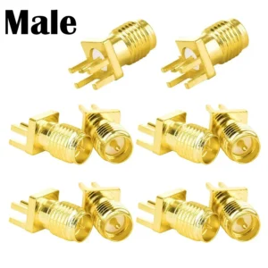 10PCS SMA Male & Female Connectors (SMA-KE 1.7mm)- Brass PCB Clip Mount - Ideal for RF Antenna/WiFi 5G - Durable & Easy-Install