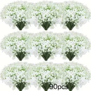 90pcs Real Touch Baby's Breath Artificial Flowers - Oxidation Resistant, Bulk Bouquets With Stems For Home & Office Decor, Perfe