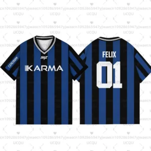 2025 KPOP Stay KARMA Album Fans Support Shirts FELIX BANGCHAN HYUNJIN Streetwear Plus Size Clothes Short Sleeve Tops T-shirt