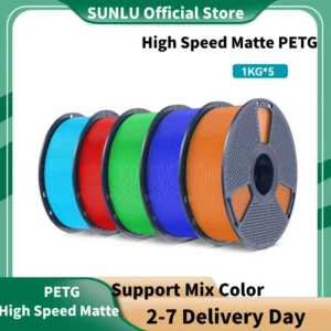 SUNLU 5KG High Speed Matte PETG Filament 1.75mm 1kg Spool FDM Printers Fast Drying Versatile 75 Micron Layer High Quality 2.2lbs