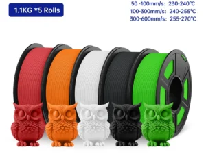 JAYO PETG 3D Filament 1.75MM High Speed PETG 3D Printer Filament 5Rolls High Flow Speedy Matte Effect 3D Printing Mateials