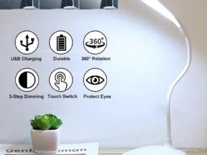 Portable USB Rechargeable LED Desk Lamp Touch 3 Modes Dimming Table Lamp Eye Protection For Office Bedroom Bedside Reading Light
