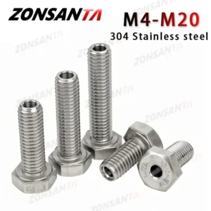 Hollow Screw 304 Stainless Steel Special Outer Hexagonal Bolt M4M5M6M8M10M12M14M16M20 Mask Machine Threading Through Hole Screw.