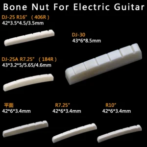 Real Slotted Bone Nut for Electric Guitar Upper String Pillow Guitar Pillow String Pillow Guitar Bridge (Bottom Flat 42/43*3.4*6