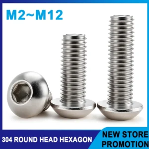 304 Stainless Steel Hex Screw ISO7380 Hexagon Socket Allen Bolts Metal Machine Threaded Screws M2 M2.5 M3 M4 M5 M6 M8 M10 M12