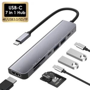7 in 1 Type C USB 3.1 HDTV 4K 30Hz Video USB 3.0 USB2.0 SD TF Card Slot Reader Data USB-C PD Charging Hub Adapter for Macbook