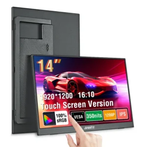 Anmite 14 Inch Portable Touch Monitor Non-touch Optional 1200P 1920*1200 HDR IPS External Screen, Full Function Type-C HDMI Plug&Play Built-in Speaker Low Blue Light Gaming Display For Phone Laptop Switch PS4 PS5 Xbox Steam Deck Mac
