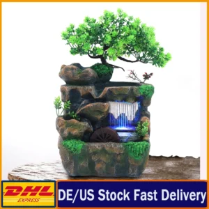 Indoor Room Fountain Waterfall Decor Desktop Fountain Decoration Water Feature with Colour Changing LED Lighting Zen Meditation