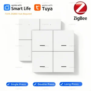 ZigBee Scene Switch 4 Gang 12 Scenario Wireless Push Button Controller Battery Powered Smart Life Tuya APP Home Automation