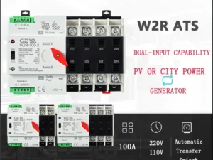 GEYA  PV Solar or City Power ATS 110V 220V PC Dual Power Automatic Transfer Switch 100A Uninterrupted Power Mini ATS