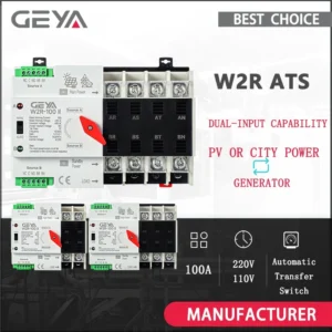 GEYA PV Solar or City Power ATS 110V 220V PC Dual Power Automatic Transfer Switch 100A Uninterrupted Power Mini ATS