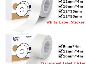 1Roll White/Transparent 9mm 12mm 16mm Adhesive Label Maker Paper for MAKEID M1/L1/E1 Mini/Mini HD Laminated Office Labeling Tape