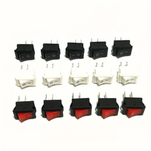 15pcs Mini Rocker Switch SPST Black and Red Snap in Switches Button AC 250V 3A / 125V 6A 2 Pin I/O 10*15mm On-off Switch Rocker