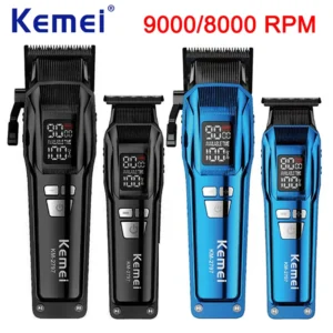 Kemei KM-2797 9000/8000RPM Cordless Hair Clipper Set DLC Haircut Machine Electric Men's Barber Hair Trimmer Black Or Blue