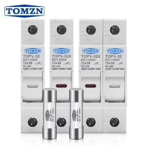 One Set 1P 2P DC Fuse Holder 10*38mm High Voltage Solar PV 1100V TOMZN TOPV-30 Base Photovoltaic System Protection Protector GPV
