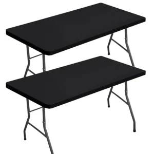 LMETJMA Rectangle Tablecloth Elastic Fitted Tablecloths for 6 Ft Tables Washable Folding Polyester Table Cover JT898