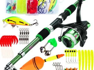 Sougayilang Spinning Fishing Rod and Reel Combo1.8M Telescopic Rod with 5.2:1 3BB Fishign Reel Max Drag 5kg Full Fishing Kit