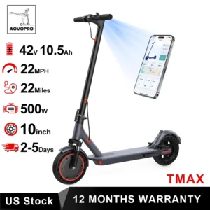 AOVOPRO TMAX 10inch Electric Scooter 500W 22MPH Adult APP Smart Scooter Shock-absorbing Anti-skid Folding Electric Scooter