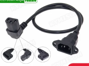 IEC320 C14 to C13 Extension cord,C14 with screw holes and C13 Angled 30cm / 60cm lenght,H05VV-F 3G 0.75MM