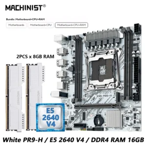 MACHINIST White X99 Motherboard Kit Set Optional Xeon E5 2640 V4 LGA 2011-3 CPU DDR4 2*8G=16GB RAM NVME/SATA M.2 PR9-H Combo