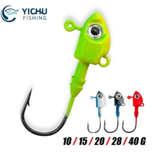 10/15/20/28/40g Jig Head Fishing Hooks Worm Hook Bass Fish Tackle with 3D Eyes