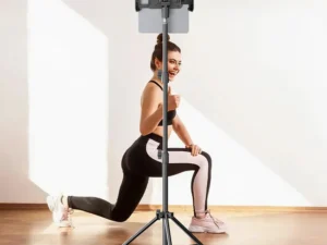 Adjustable Tripod Tablet Floor Stand 360° Rotating Holder, 24”-65” Height for 4-14” Tablets, Foldable & Portable Universal Mount