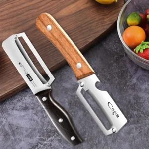 WXCOO Stainless Steel Fruit Peeler Wooden Handle Paring Knife Planer Sugarcane Household Thick Fruits Vegetables Scraping Tools