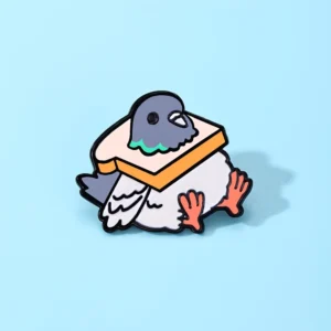 Bread Pigeon Enamel Pin Fashion Animal Decorative Brooches, Zinc Alloy and Silicone, Lapel Bag Badges Jewelry Gifts
