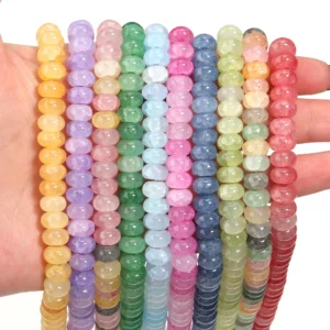 1String Glass Colorful Cracked Abacus Beads Glass Beads Round Flat Loose Beads for Craft Making DIY Necklace Bracelet Accessorie