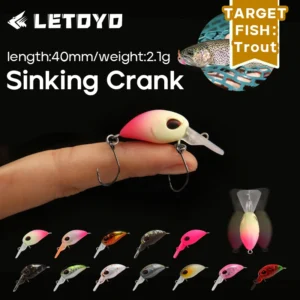 LETOYO 2.1g/40mm Sinking Crank Lure Mini Wide Tongue Plate Crank Bait Left And Right High Frequency Swing Trout Lure