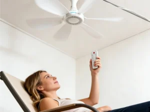 XIAOTREE USB Ceiling Fan DC 5V Air Circulator Fan 6 Detachable Blades Portable Hanging Ceiling Fans Camping Fan for RV & Home