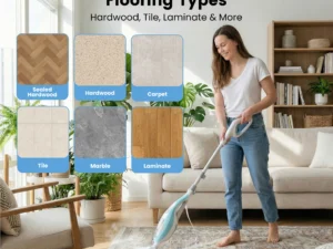 JHK 10-in-1 Steam Mop 1550W Detachable Handheld Steam Cleaner for Floor Cleaning 16FT Cord 2 Washable Pads Multi-Purpose