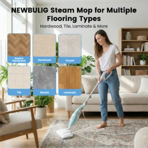 JHK 10-in-1 Steam Mop 1550W Detachable Handheld Steam Cleaner for Floor Cleaning 16FT Cord 2 Washable Pads Multi-Purpose