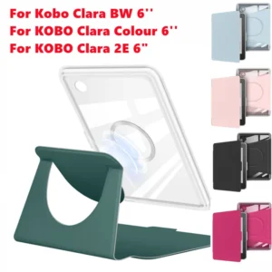Transparent Acrylic Back Case For Kobo Clara BW N365 Clara Colour 2024 N367 2E 6'' N506 Ebook Magnetic Separation Rotating Cover