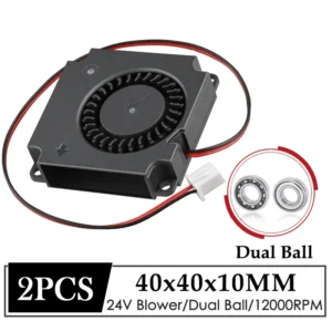 2Pcs Gdstime 40mm Turbo Blower DC 12V 24V Dual Ball 12000RPM High Speed Radiator 40x40x10MM 3D Printer Cooling Accessories Fan