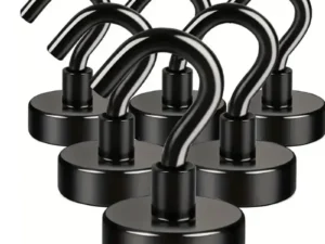 6Pcs Black Magnetic Hook 15 Lbs (Approx 7Kg) Indoor Hangings, Kitchens, Workplaces, Offices and Garages