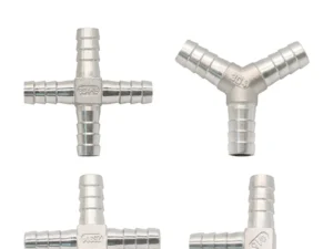 6 8 10 12 13 14 15 16 20 25 32 40mm Hose Barb Elbow Corss Tee Y Shape 2 3 4 Ways Hosetail Splitter 304 Stainless Water Gas