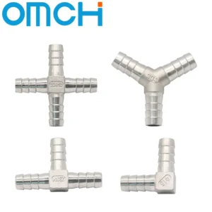 6 8 10 12 13 14 15 16 20 25 32 40mm Hose Barb Elbow Corss Tee Y Shape 2 3 4 Ways Hosetail Splitter 304 Stainless Water Gas